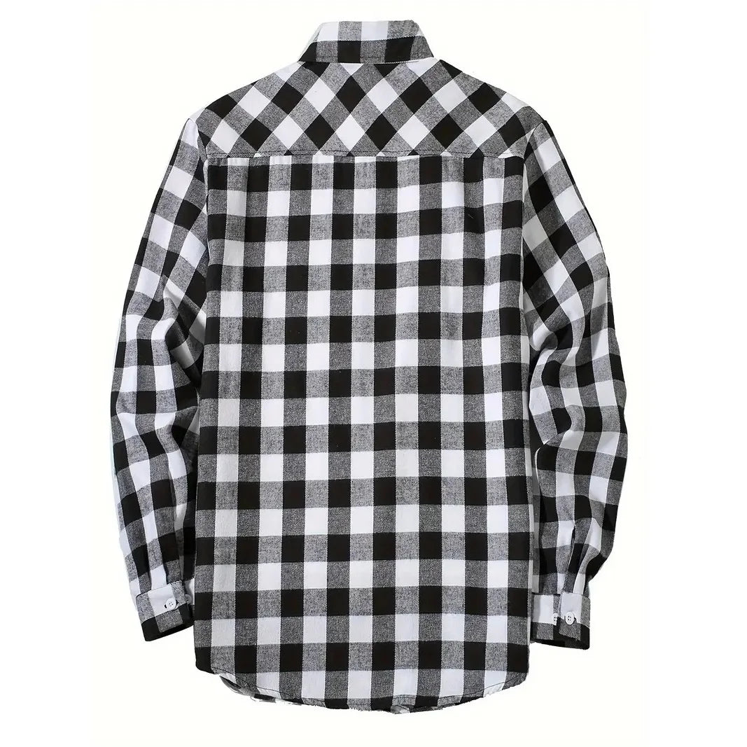 Mens Shirts Single Breaste Classic Plaid Smart Casual Flannel Shirt Long Sleeved Chest Two Pockets Design Spring Autumn Men Tops ShedPoundsPortal