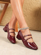 Women heels Shoes Mary Jane Shoes Woman Pumps Patent Leather High Heels Dress Shoes Red Wedding Shoes Spring 2025 Double Buckle