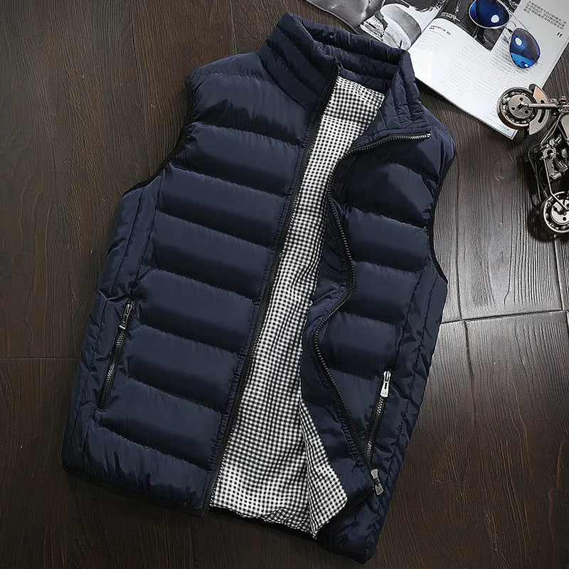 Men Vest Windproof Vest Men Jacket Sleeveless Vest Winter Jacket Casual Coat Men down Cotton Warm Thicken Waistcoat thick gilet ShedPoundsPortal
