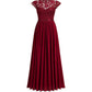 Elegant V-Neck Lace Evening Chiffon Dress for Women