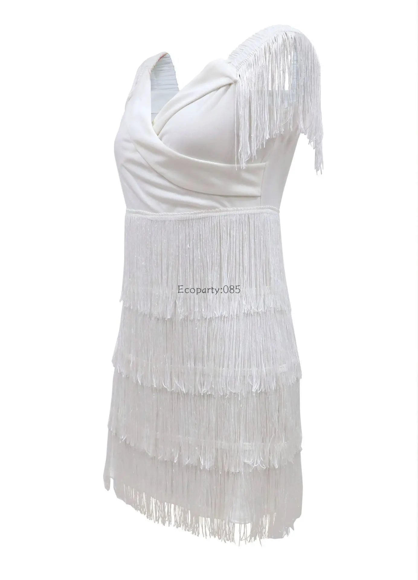 Women Evening Dresses Sexy Big V Neck One-shoulder Fringed Skirt Ladies Temperament Slim Dress Short Sleeve Club Dress Vestidos ShedPoundsPortal