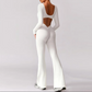 long sleeved jumpsuit U-neck tight and sexy backless jumpsuit for autumn and winter yoga sports and leisure series ShedPoundsPortal