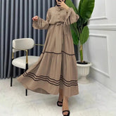 Muslim Dresses for Women Spring New Product Turn-down Collar Casual Abayas Elegant Good Fabric Turkey Saudi Camel Clothing ShedPoundsPortal