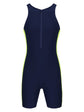 Mens Swimwear One-piece Wetsuit Swimming Bathing Suit Round Neck Sleeveless Side Shorts Bodysuit Triathlon Front Zipper Swimsuit ShedPoundsPortal