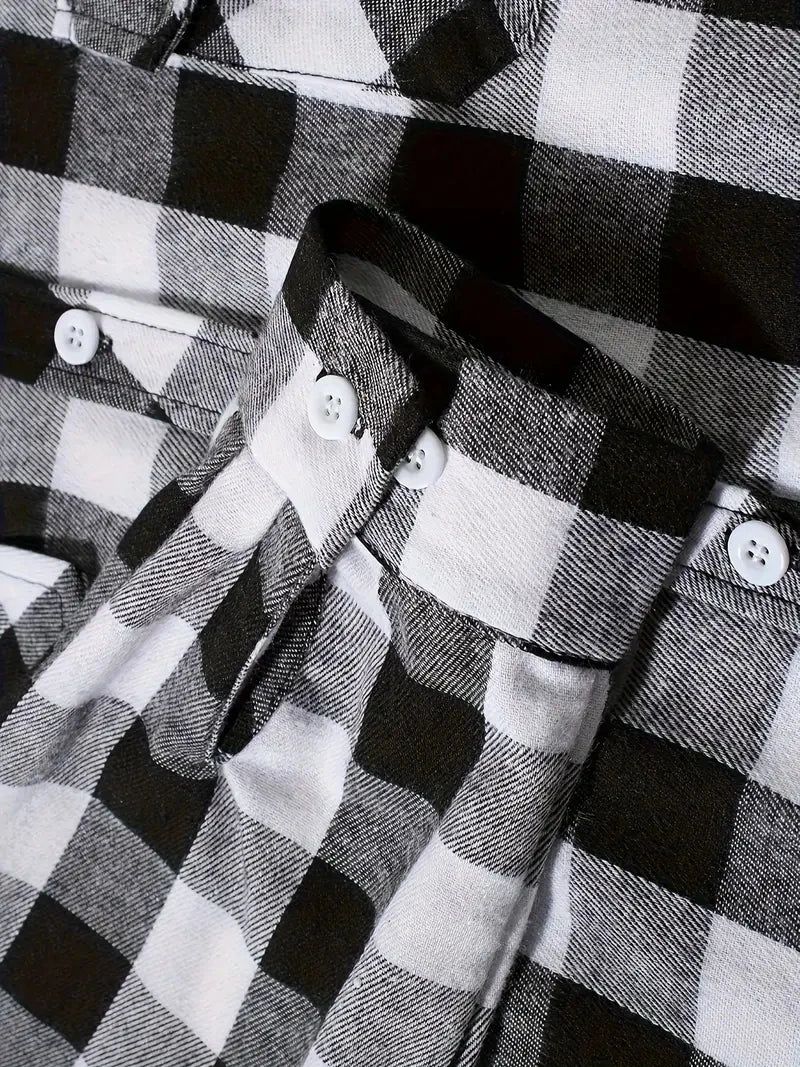 Mens Shirts Single Breaste Classic Plaid Smart Casual Flannel Shirt Long Sleeved Chest Two Pockets Design Spring Autumn Men Tops ShedPoundsPortal