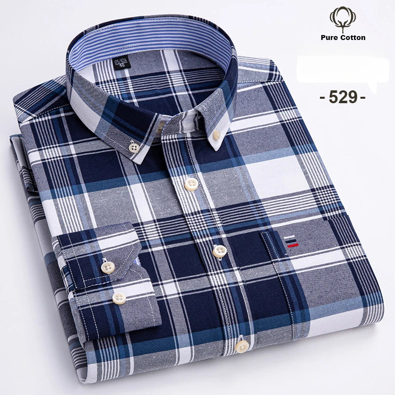 Fashion over size 7XL long-sleeve shirts for men 100%cotton Oxford slim fit plain shirt soft casual elegants designer clothes ShedPoundsPortal
