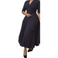 Elegant Office Dresses Pleated for Woman Notched Collar Half Sleeve Belt Waisted Mid Calf Professional Afircan Business New Robe