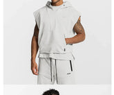 Mens Brand Gyms Clothing Bodybuilding Hooded Tank Top Cotton Sleeveless Vest Sweatshirt Fitness Workout Sportswear Tops Male ShedPoundsPortal