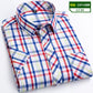 2025 Summer Cotton Plaid Short Sleeve Shirts For Men Plus Size Regular Fit Classic Young  England  Style Shirts Man&