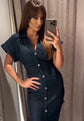 2025 traf Spring New 1975 series denim MIDI dress with lapel side zipper fashion wrinkle waist slim elegant dress