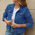 2025 Trend Womens Short Denim Jacket Classic Long Sleeve Boyfriend Jean Jacket Slim Fit Button Down Lapel Denim Coat Outwear ShedPoundsPortal