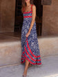 Women s Long Cami Dress Floral Leopard Print Sleeveless Square Neck Backless A-Line Ric Rac Dress