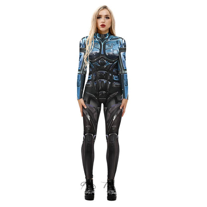 Popular Halloween Jumpsuit Sexy Print Cos Futuristic Clothing Tight Jumpsuit Wholesale Women Clothes Rompers Womens Combinaison ShedPoundsPortal