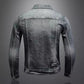 Trendy Stand Collar Zip-Uplapel Motorcycle Denim Jacket Unique Vintage Sports Top For Men Casual Trendy Brand Jacket ShedPoundsPortal