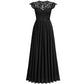 Elegant V-Neck Lace Evening Chiffon Dress for Women