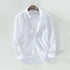 Mens Cotton Linen Shirt Breathable Casual Solid Colors Loose Turn-down Collar Long Sleeve Button Down Blouse Tops Shirts For Man ShedPoundsPortal