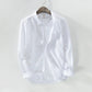 Mens Cotton Linen Shirt Breathable Casual Solid Colors Loose Turn-down Collar Long Sleeve Button Down Blouse Tops Shirts For Man ShedPoundsPortal
