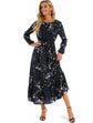 Women Eid Muslim Dresses Tight Waist O Neck Ruffles Spliced Casual Vestidos Flowers Dress Dubai Kaftan Islam Morocco Arab ShedPoundsPortal