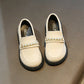 Girls Leather Shoes for School Party Wedding Kids Black Loafers Slip-o