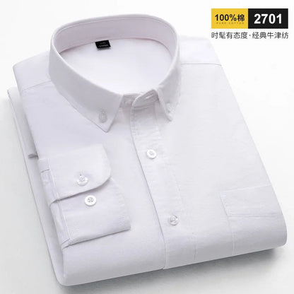 Casual Long-sleeve Shirts for Men Slim Fit Plain Shirt 100%cotton Plaid Striped Tops Soft Designer Fashion Korean Trends Clothes ShedPoundsPortal