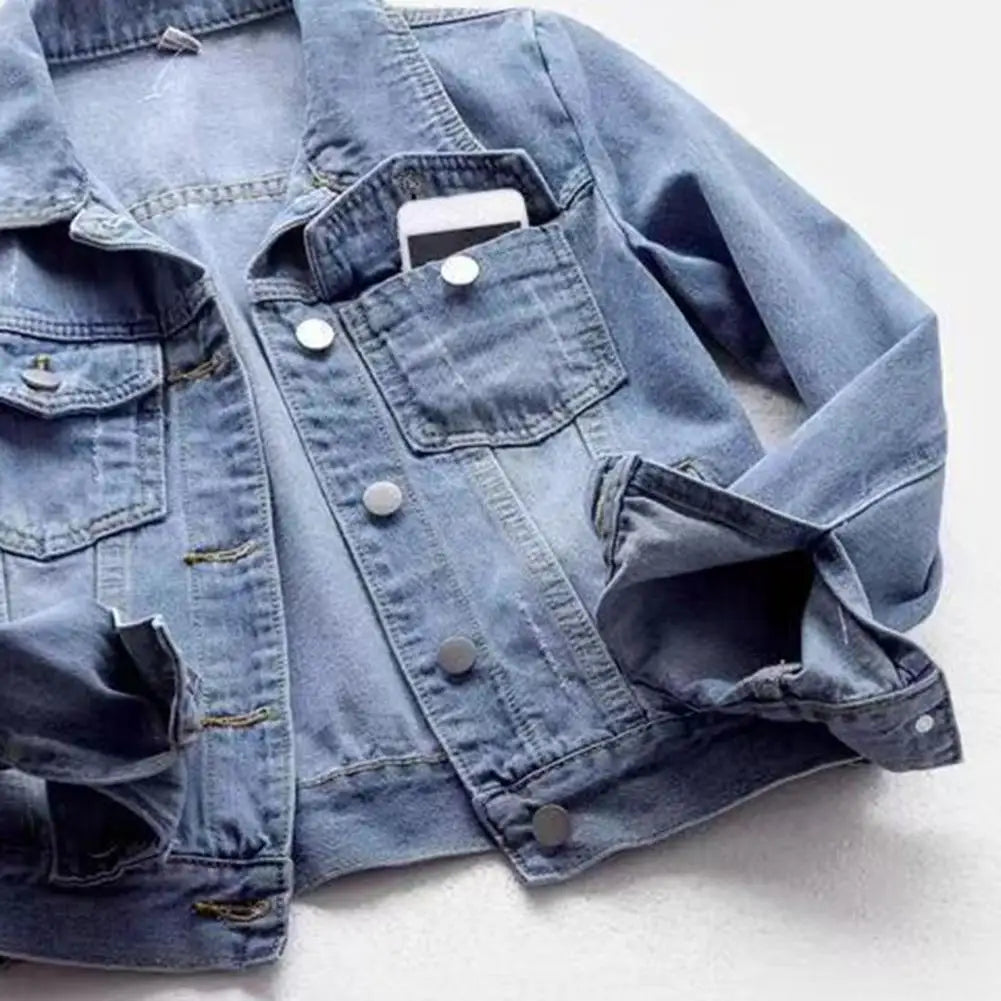 Women Jacket Turn-down Collar Classic Denim Jacket Single-breasted Buttons Chest Pockets Slim Fit Denim Hip Hop Streetwear Coats ShedPoundsPortal