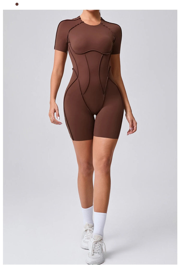 Short Jumpsuit Gym Clothes For Women Sportswear Fitness Overalls Backless Scrunch Booty Yoga Suit Sports Set Outfit ShedPoundsPortal