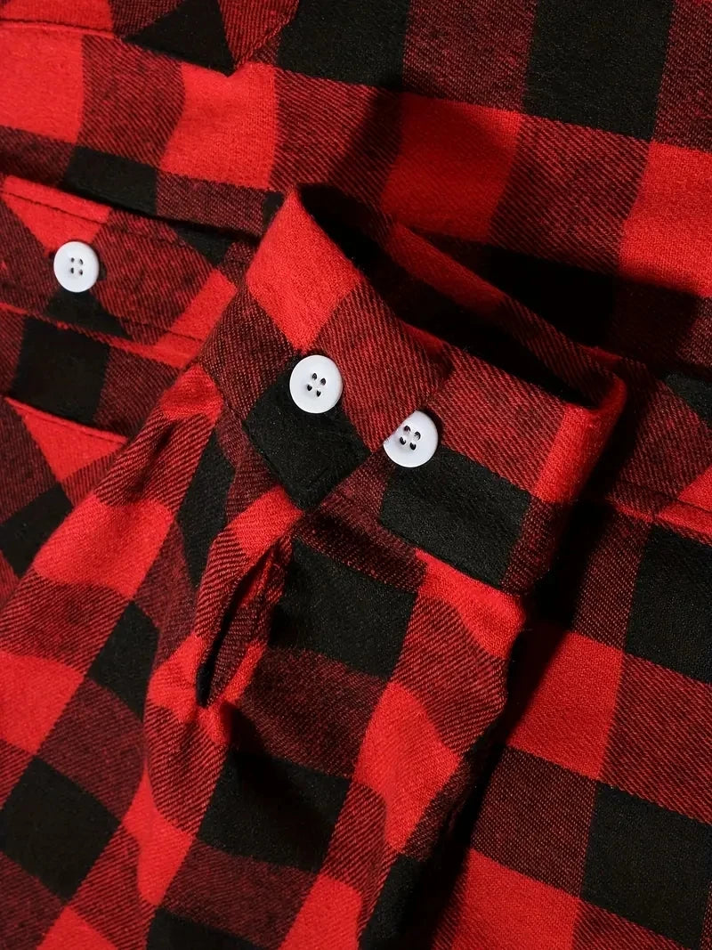 Mens Shirts Single Breaste Classic Plaid Smart Casual Flannel Shirt Long Sleeved Chest Two Pockets Design Spring Autumn Men Tops ShedPoundsPortal