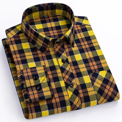 plus size 8XL100%cotton sanding long-sleeve shirts for men slim fit casual plain shirt soft palid tops designer elegant clothes