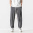 Mens Cotton Linen Pants Mens Summer Breathable Solid Color Harem Pants Male Streetwear White Trousers Men Ankle-Length Pants ShedPoundsPortal