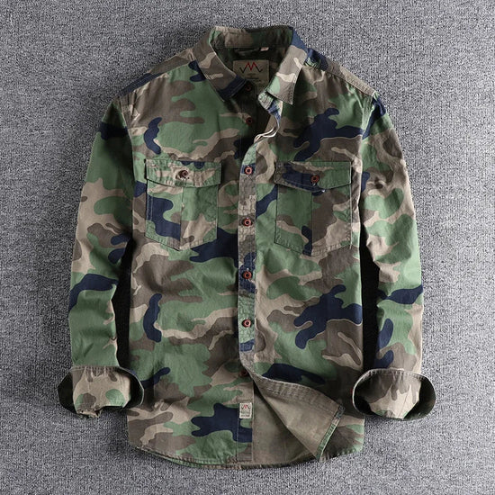 Male Single Breasted Shirts Turn Down Collar Long Sleeve Cardigan Men Shirt Loose Button Safari Style Slight Strech Print ShedPoundsPortal