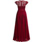 Elegant V-Neck Lace Evening Chiffon Dress for Women