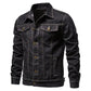 2025 Spring Men Solid Lapel Denim Jackets Fashion Motorcycle Jeans Jackets Hommes Slim Fit Cotton Casual Black Blue Coats ShedPoundsPortal