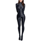 Sexy Women Zipper Full Body Jumpsuit Oil Glossy Sheer Solid Color Tights Bodysuits Long Sleeve Catsuits Smooth Swimsuits Rompers ShedPoundsPortal