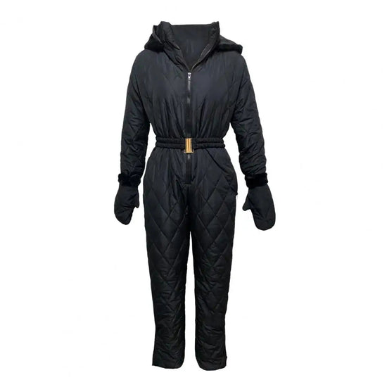 Thickened Cotton Padded Ski Jumpsuit Waterproof Winter Warm Ski Jacket Ice Snow Sports Jumpsuit Coat Zipper Closure Ski Suit ShedPoundsPortal