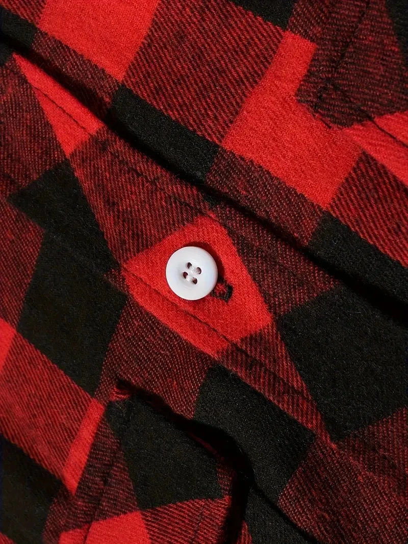 Mens Shirts Single Breaste Classic Plaid Smart Casual Flannel Shirt Long Sleeved Chest Two Pockets Design Spring Autumn Men Tops ShedPoundsPortal