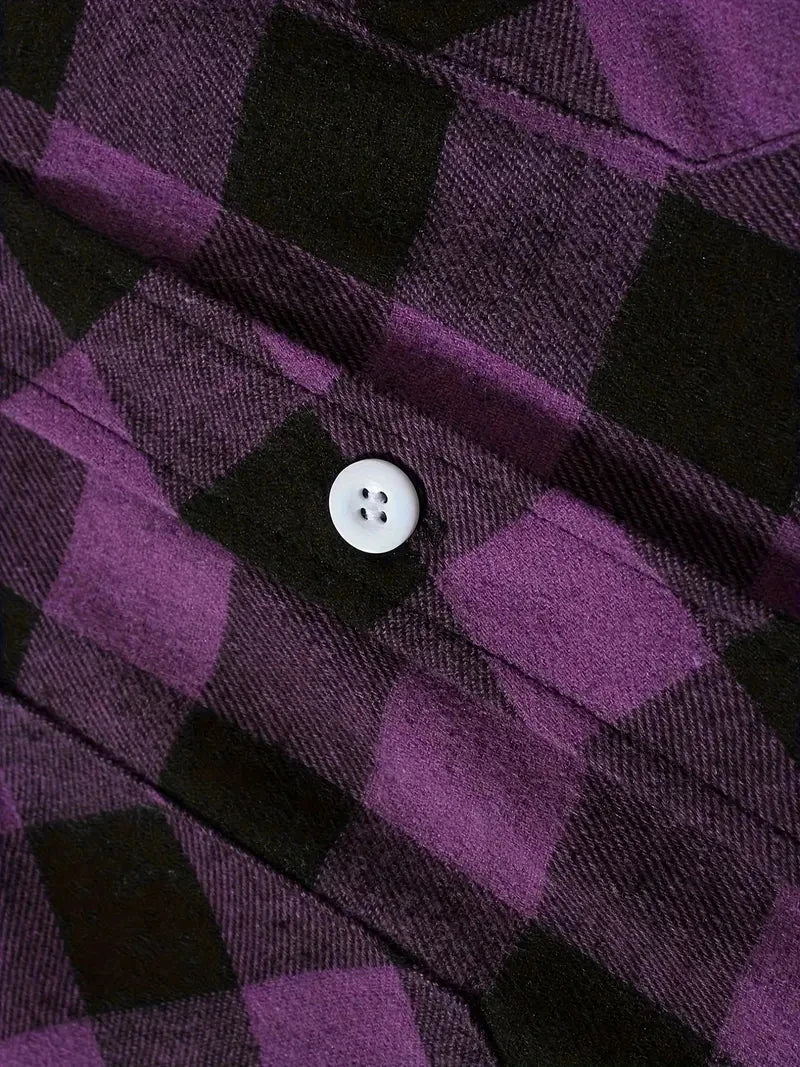 Mens Shirts Single Breaste Classic Plaid Smart Casual Flannel Shirt Long Sleeved Chest Two Pockets Design Spring Autumn Men Tops ShedPoundsPortal