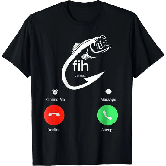 [100% Cotton] Fih Calling Remind me Message Decline Accept Phone Call Fish T-Shirt ShedPoundsPortal