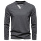 AIOPESON Henley Collar T Shirt Men Casual Solid Color Long Sleeve Autumn Fashion High Quality 100% Cotton Mens T Shirts ShedPoundsPortal