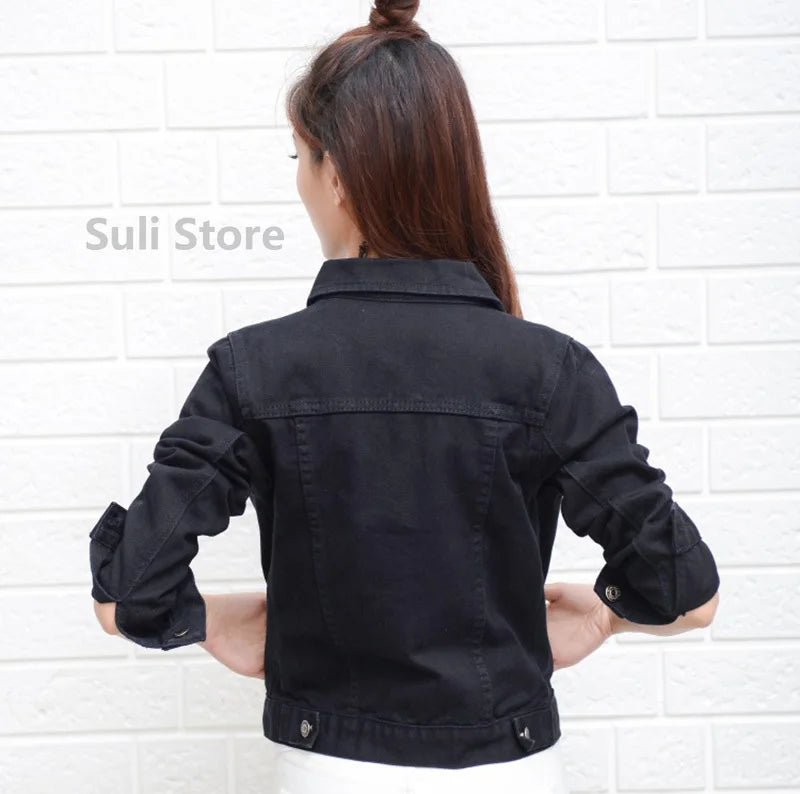 Jeans Jacket and Coats for Women 2025 Autumn Candy Color Casual Short Denim Jacket Korean Coats Women  Jeans Jacket  Clothes ShedPoundsPortal