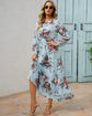 Women Eid Muslim Dresses Tight Waist O Neck Ruffles Spliced Casual Vestidos Flowers Dress Dubai Kaftan Islam Morocco Arab ShedPoundsPortal