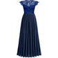 Elegant V-Neck Lace Evening Chiffon Dress for Women