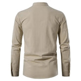 Shirt Cotton Linen Flax Tops Lace Up Long Sleeves Blouse Mens V Neck Medieval Costume Embroidery Tunic Casual Shirt ShedPoundsPortal