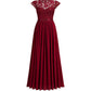 Elegant V-Neck Lace Evening Chiffon Dress for Women