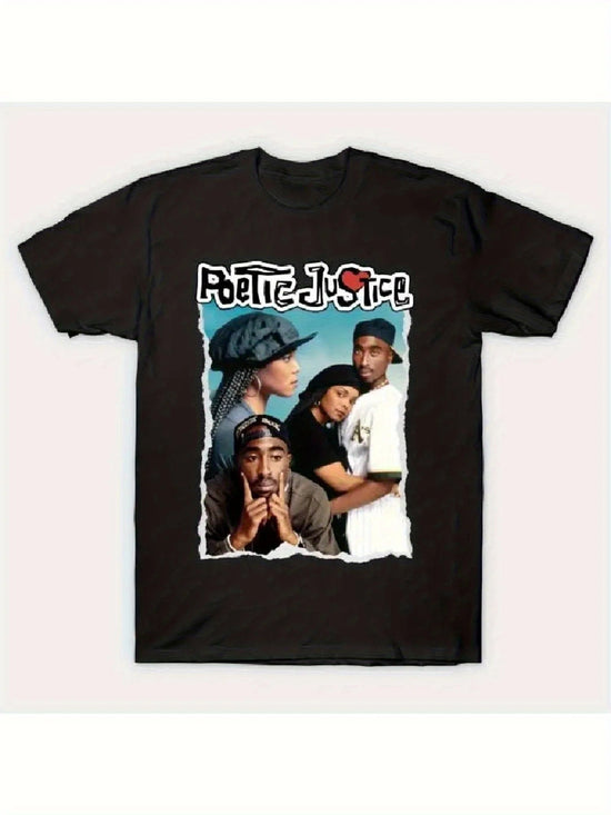 Poetic Justice  Men S Black T-Shirt with Iconic Movie Poster Graphic - Casual Crew Neck  Short Sleeve Cotton Tee for Summer Wear ShedPoundsPortal