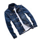 Men Jeans Jacket  Stylish Pure Color Slim Fit Jeans Jacket  Vintage Men Denim Jacket ShedPoundsPortal