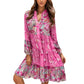 Dresses For Women Summer Casual Plus Size Womens Vintage Ethnic Printed Tassel Tie Neck Loose Fit Bohemian Tunic Woman Clothing