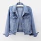 Women Jacket Turn-down Collar Classic Denim Jacket Single-breasted Buttons Chest Pockets Slim Fit Denim Hip Hop Streetwear Coats ShedPoundsPortal
