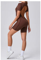 Short Jumpsuit Gym Clothes For Women Sportswear Fitness Overalls Backless Scrunch Booty Yoga Suit Sports Set Outfit ShedPoundsPortal