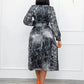 Elegant Dresses Woman 2025 Bow Collar Vintage Printed Full Sleeve A Line Mid Calf Luxury Female Birthday Party Dinner Vestidos