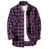 Mens Shirts Single Breaste Classic Plaid Smart Casual Flannel Shirt Long Sleeved Chest Two Pockets Design Spring Autumn Men Tops ShedPoundsPortal
